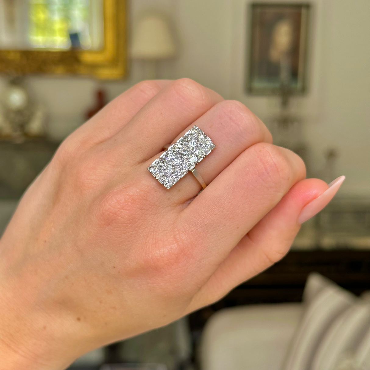 Vintage Art Deco Diamond Panel Ring 18ct Yellow Gold and