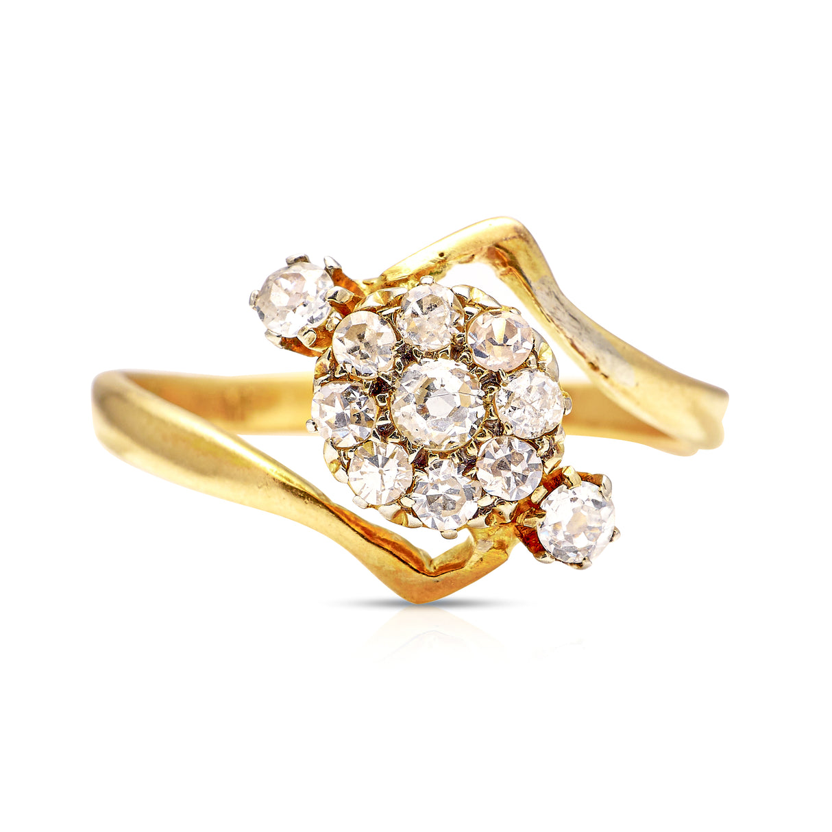 Vintage, diamond cluster engagement ring