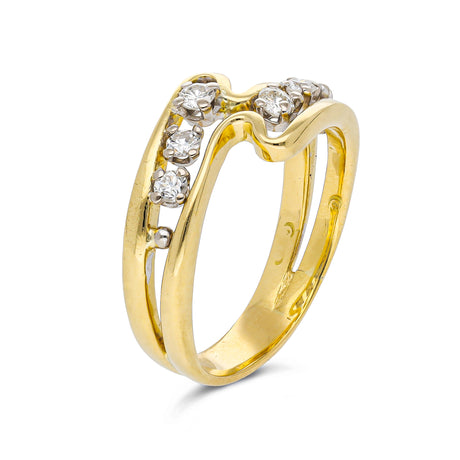 Vintage, diamond squiggle ring, 18ct yellow gold