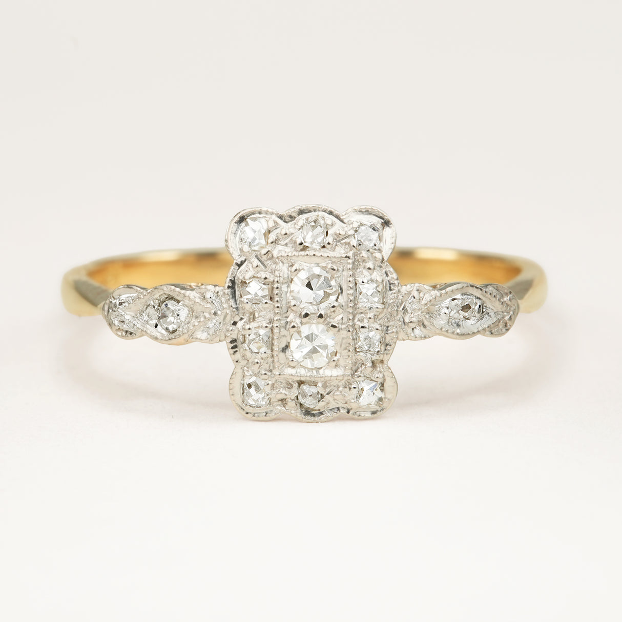 Antique, Edwardian diamond cluster engagement ring