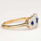 Antique, Edwardian sapphire and diamond triple cluster ring