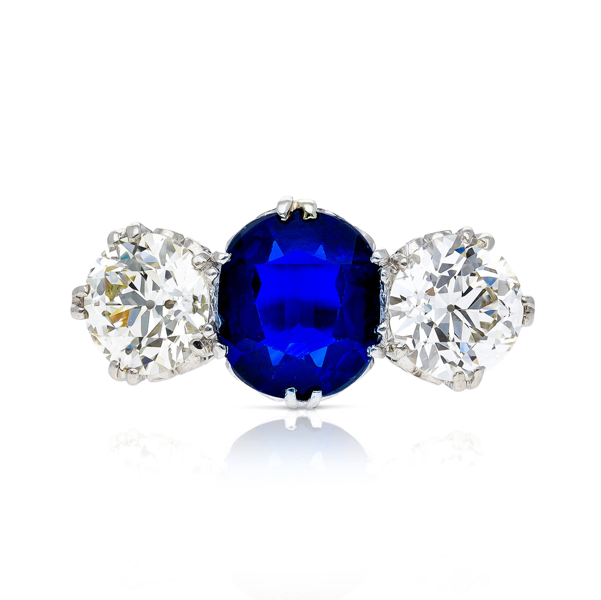 Edwardian, platinum, sapphire & diamond three-stone ring