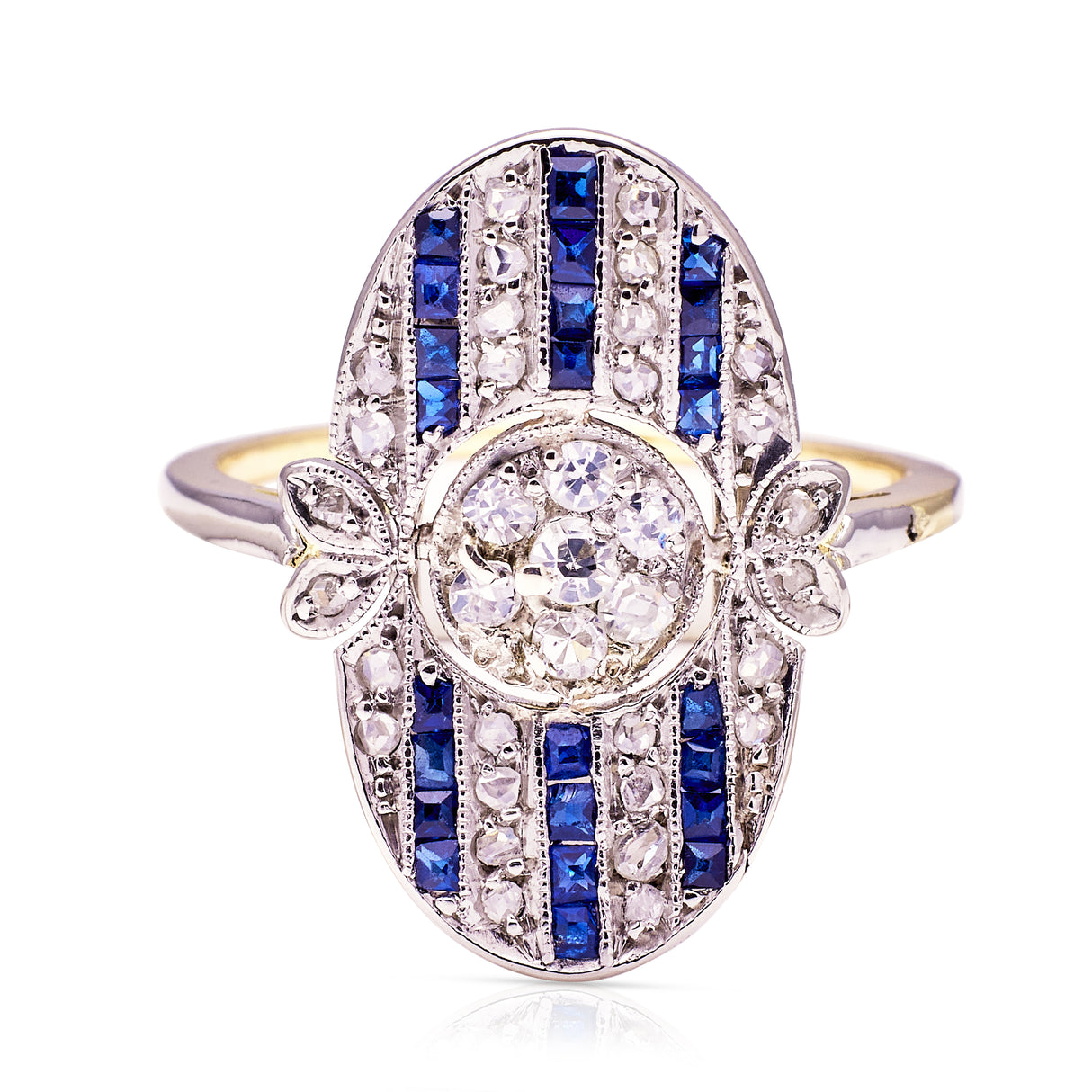 Antique, Belle Époque sapphire & diamond ring, 18ct yellow & white gold