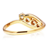 Antique, Edwardian Twist Four-Stone Diamond Engagement Ring, 18ct Yellow Gold rear view