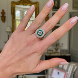 Art Deco emerald & diamond target cluster ring, circa 1920s