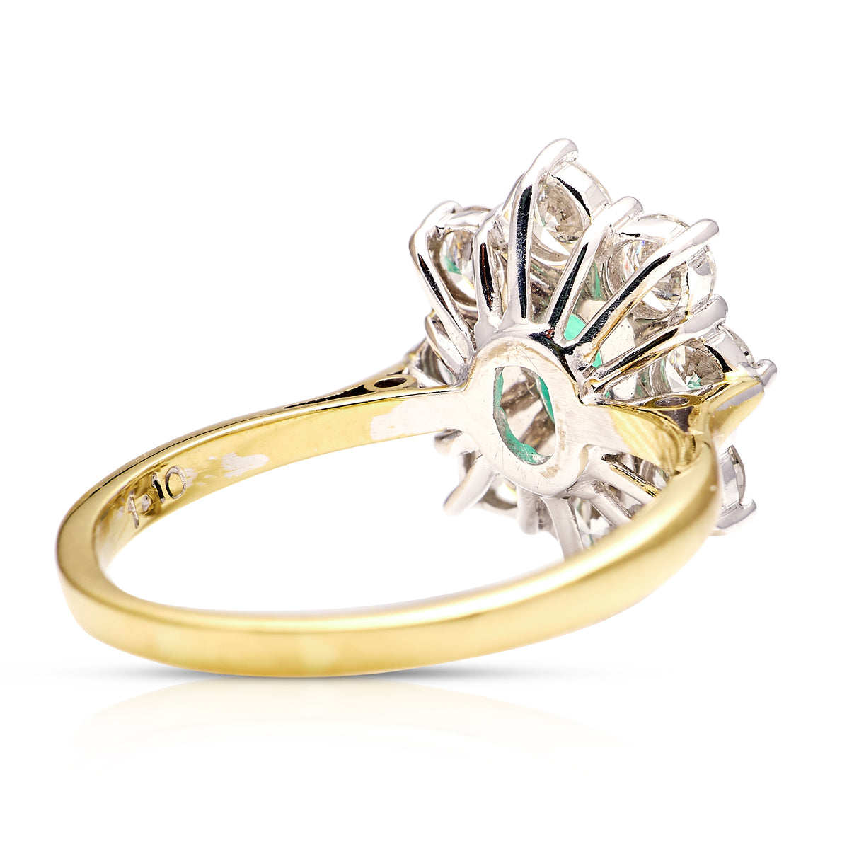 Vintage, 1960s emerald and diamond cluster ring, 18ct yellow gold