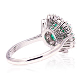 Vintage, 1970s Emerald and Diamond Cluster Ring, 18ct White Gold rear view