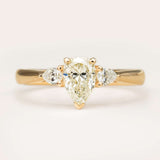 Ethical Pear-Cut Diamond Three-Stone Wed-Fit Engagement Ring Yellow Gold