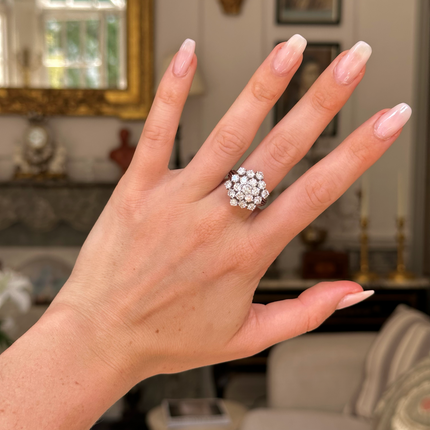 1950s 2.85ct Diamond Cluster Ring, 18ct White Gold