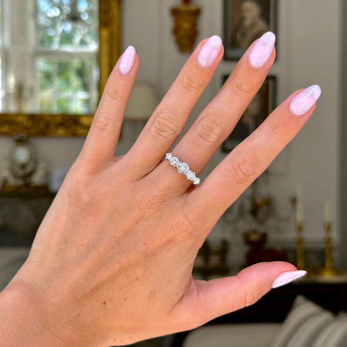 5 stone diamond best sale ring on hand