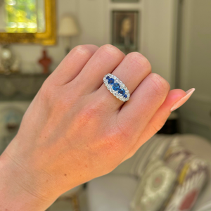 Antique, Edwardian blue sapphire & diamond five-stone ring