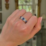 Antique sapphire & diamond five-stone ring, 18ct yellow gold