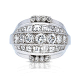 French, Art Deco 4ct diamond bombé dress ring, platinum