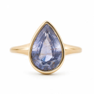 Antique-inspired, blue-grey colour change sapphire solitaire ring