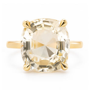 Antique-inspired, 9.55ct yellow sapphire solitaire engagement ring
