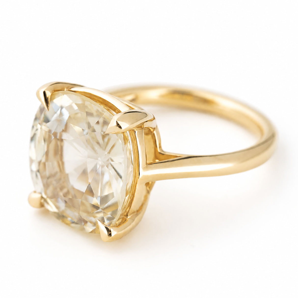 Antique-inspired, 9.55ct yellow sapphire solitaire engagement ring