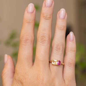 Antique-inspired, Yellow and pink sapphire Toi et Moi engagement ring