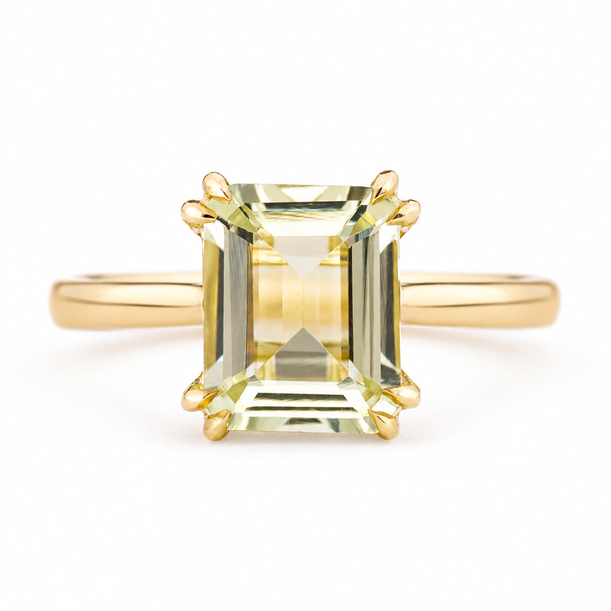 Antique-inspired, green beryl solitaire engagement ring