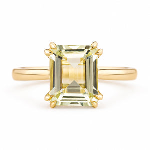 Antique-inspired, green beryl solitaire engagement ring