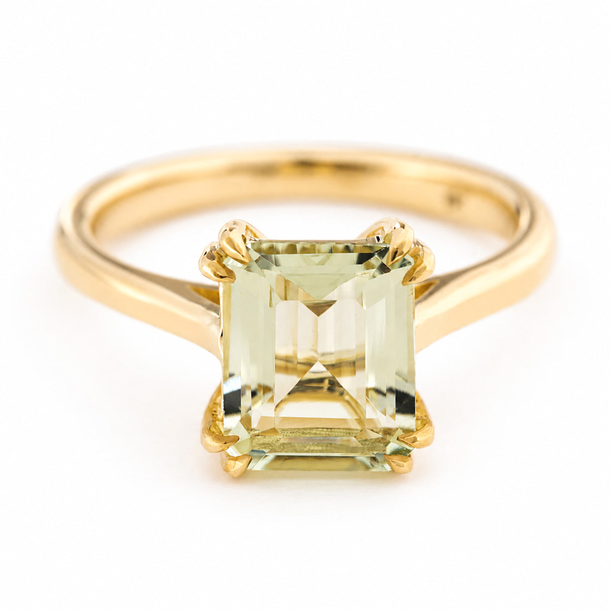 Antique-inspired, green beryl solitaire engagement ring