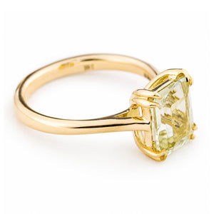 Antique-inspired, green beryl solitaire engagement ring