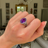 Georgian, foiled amethyst & diamond cluster ring