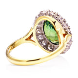 Vintage, 5ct Green Sapphire and Diamond Cluster Ring, 18ct Yellow Gold rear view