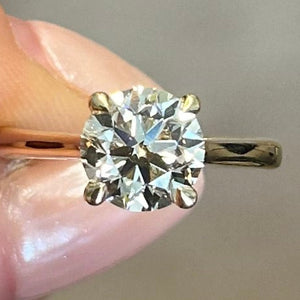 Vintage inspired, 2ct round diamond solitaire engagement ring