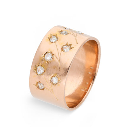 Lily of the Valley Rose-cut Diamond Band, 18ct Rose Gold