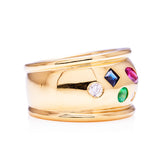Vintage, 1990s puzzle gemstone pinky ring, 18ct yellow gold