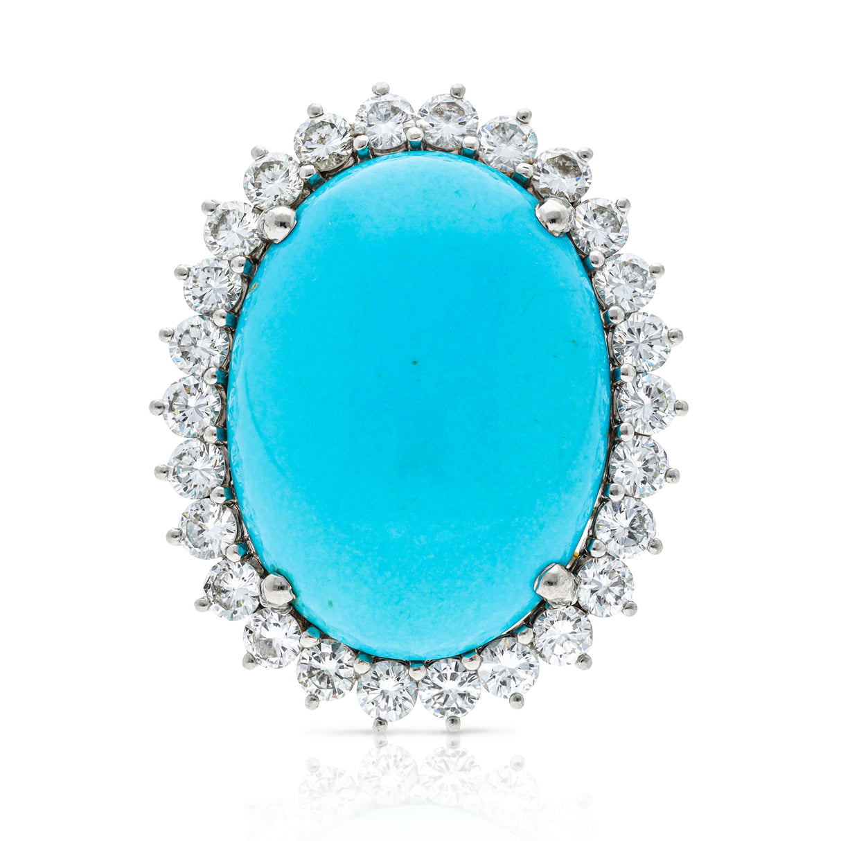 French, large natural turquoise & diamond cluster cocktail ring