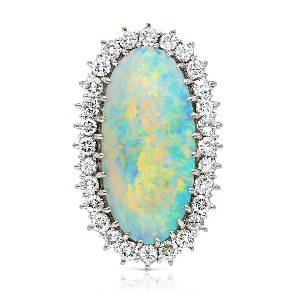 Vintage, 1980s large Australian opal & diamond cluster ring, 18ct yellow gold