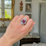 Art Deco, French, platinum, pink sapphire & diamond ring