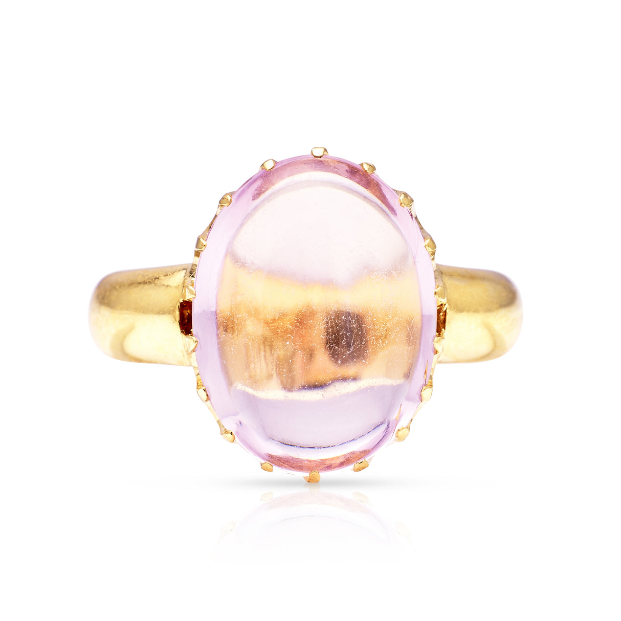 Victorian, cabochon pink topaz ring, 18ct yellow gold