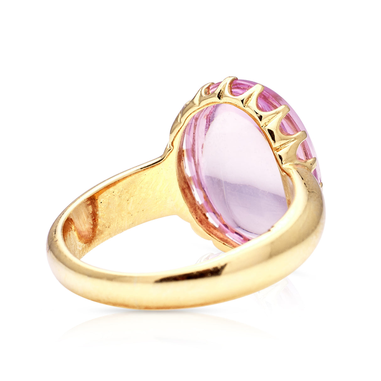 Victorian, cabochon pink topaz ring, 18ct yellow gold