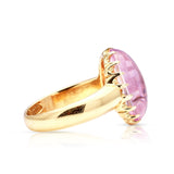 Victorian, cabochon pink topaz ring, 18ct yellow gold