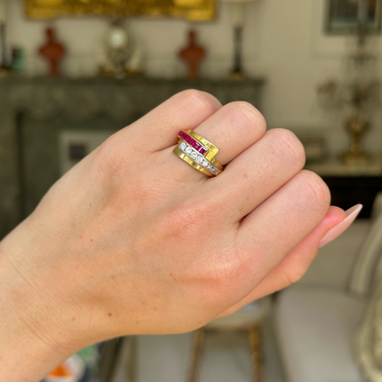 Retro | Ruby and Diamond Ring by Tiffany & Co, 18ct Gold