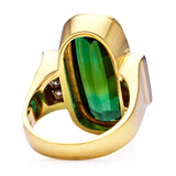 Vintage, Large 10ct Chrome Green Tourmaline and Diamond Cocktail Ring, 18ct Yellow Gold rear view