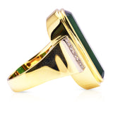 Vintage, Large 10ct Chrome Green Tourmaline and Diamond Cocktail Ring, 18ct Yellow Gold side view