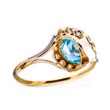 Edwardian, blue zircon & diamond cluster ring, 18ct yellow gold & platinum