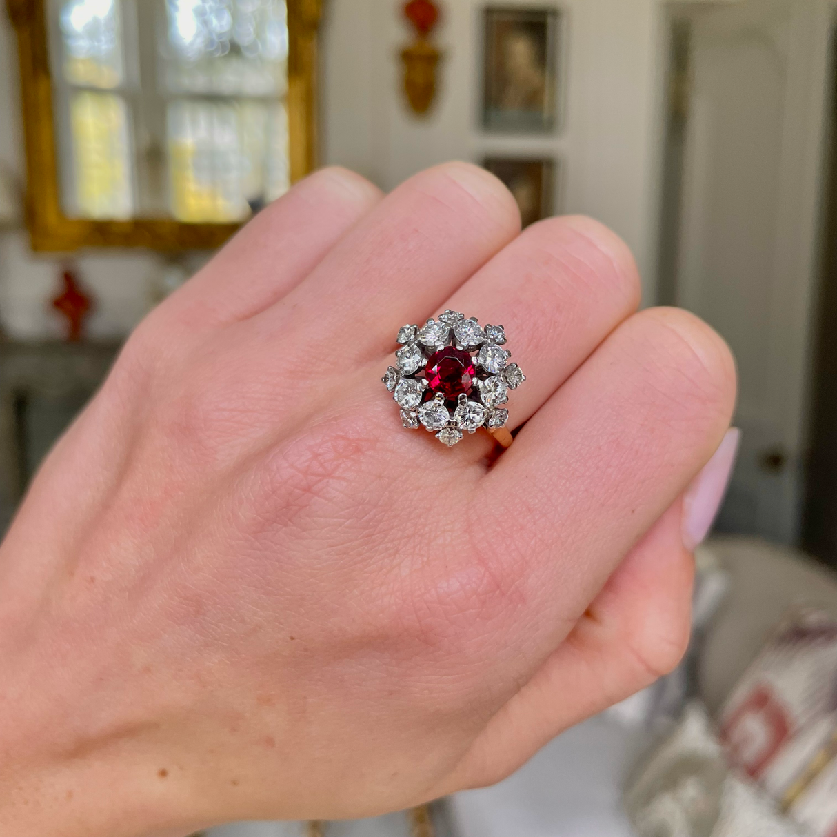 Vintage ruby & diamond 1950s ring