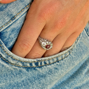 Antique | Belle Époque, ruby & diamond bombé ring