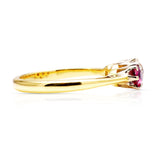 Antique, Edwardian Three-Stone Ruby and Diamond Engagement Ring, 18ct Yellow Gold and Platinum