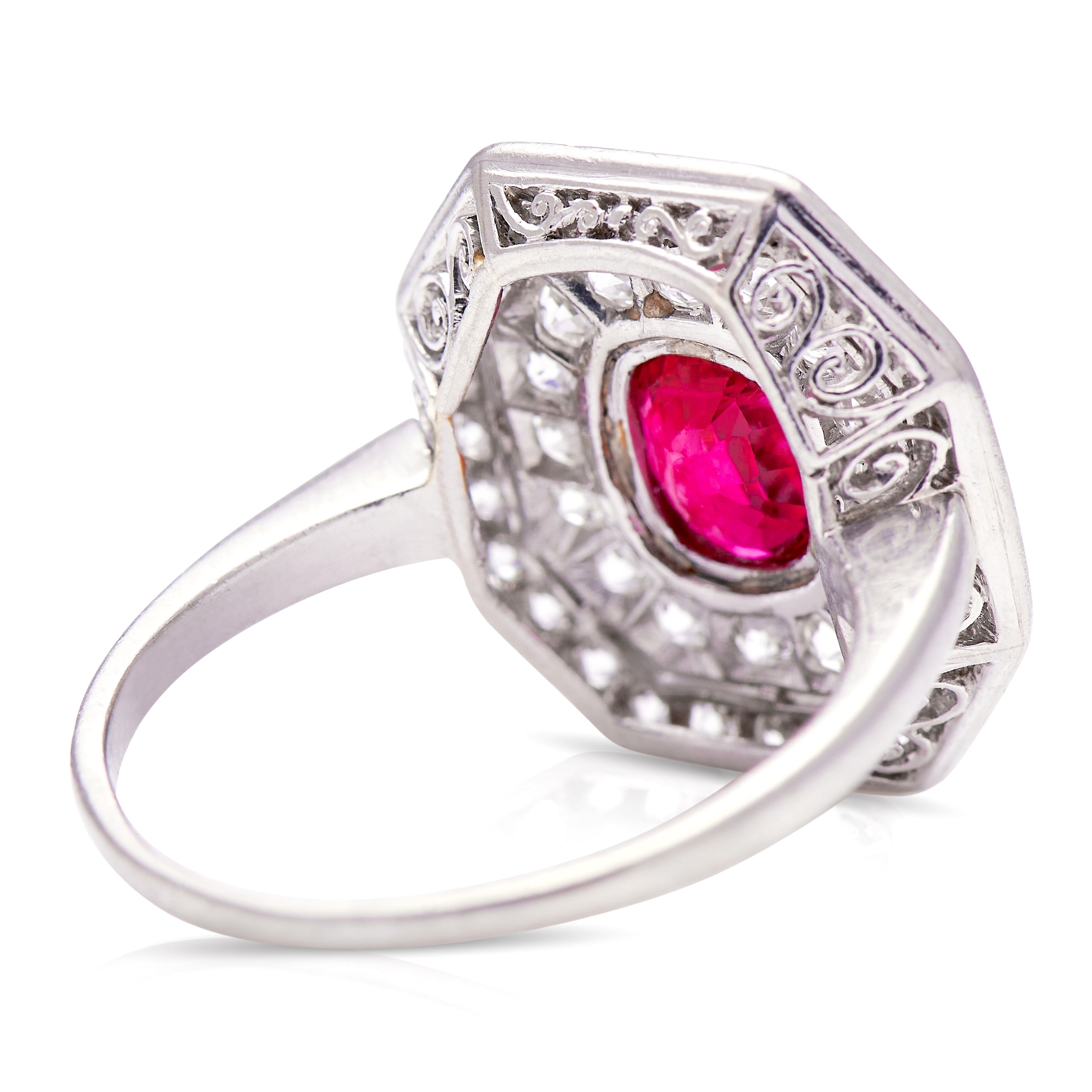 Art Deco, ruby & diamond cluster cocktail ring
