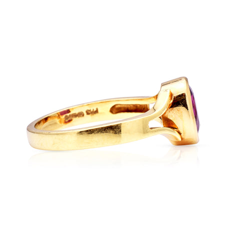 Vintage, 1970s single-stone ruby ring, 18ct yellow gold