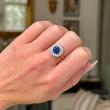 Art Deco, sapphire & diamond daisy cluster engagement ring