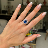 ON HOLD | Vintage, 3.80ct oval blue sapphire & diamond cluster ring