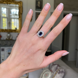 Antique royal blue sapphire and diamond cluster engagement ring, circa 1900