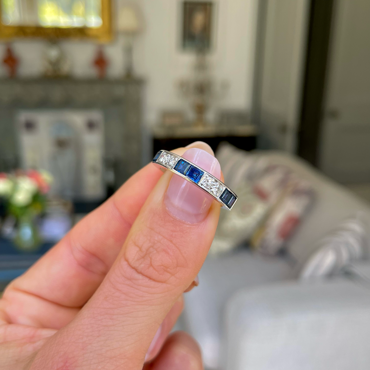 Sapphire half eternity ring discount