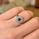 Antique, Edwardian sapphire & diamond cluster engagement ring